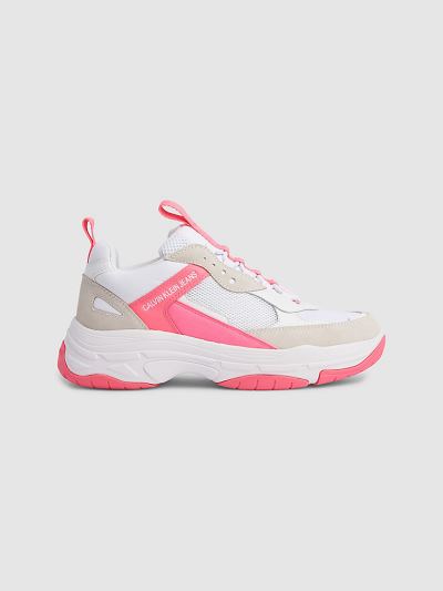 Calvin Klein Cipők HU190251 | Calvin Klein Maya Chunky Bőr Női Sportcipő Fehér / Rózsaszín